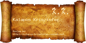 Kalapos Krisztofer névjegykártya